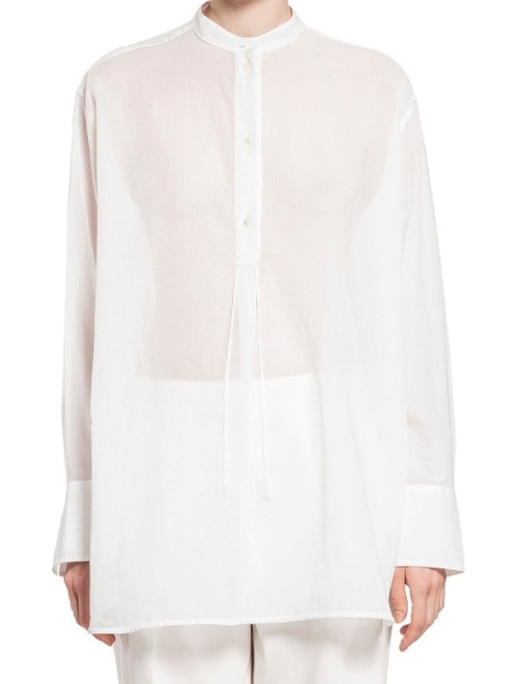 Shop Totême Long-sleeve Button-up Shirt In White