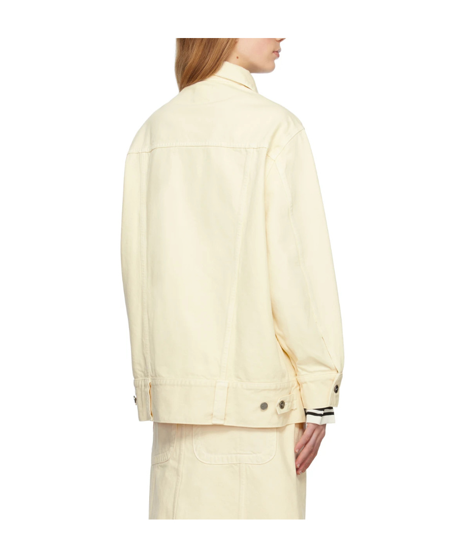 Khaite Square Collar Button Denim Coat In White