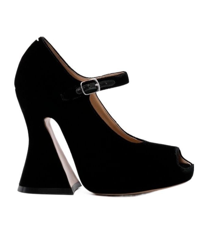 Shop Maison Margiela 125mm Velvet Peep-toe Sandals In Black