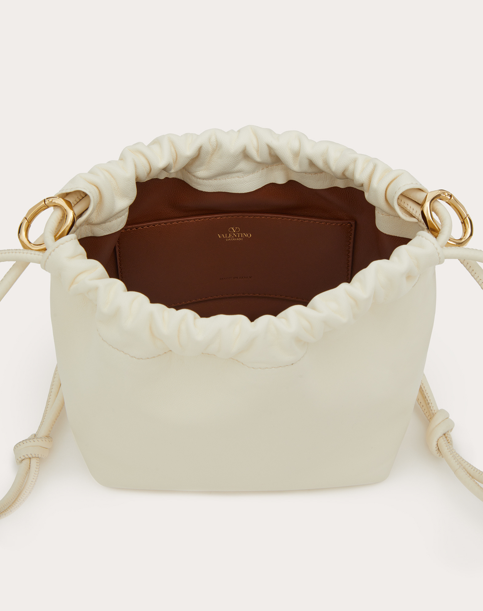 Valentino Mini Vlogo Pouf Bucket Bag In Nude