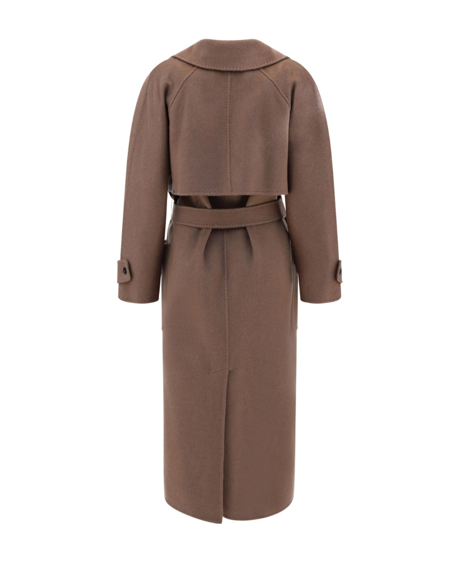 Max Mara Logo Wool Coat In Brown