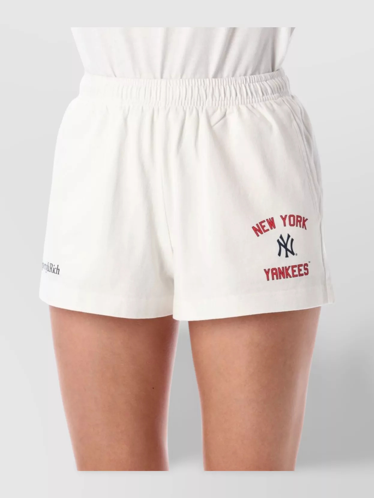 Sporty And Rich Comfortable Yankees Style Shorts Featuring Slits In White