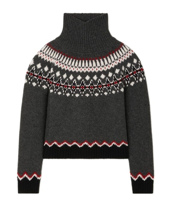 Alanui Sweet Winter Fair Isle Turtleneck Sweater In Gray
