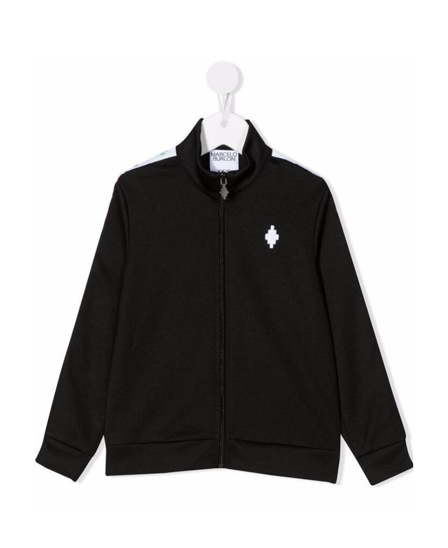 Marcelo Burlon County Of Milan Cross Tracksuit Zip-up Black White In Black