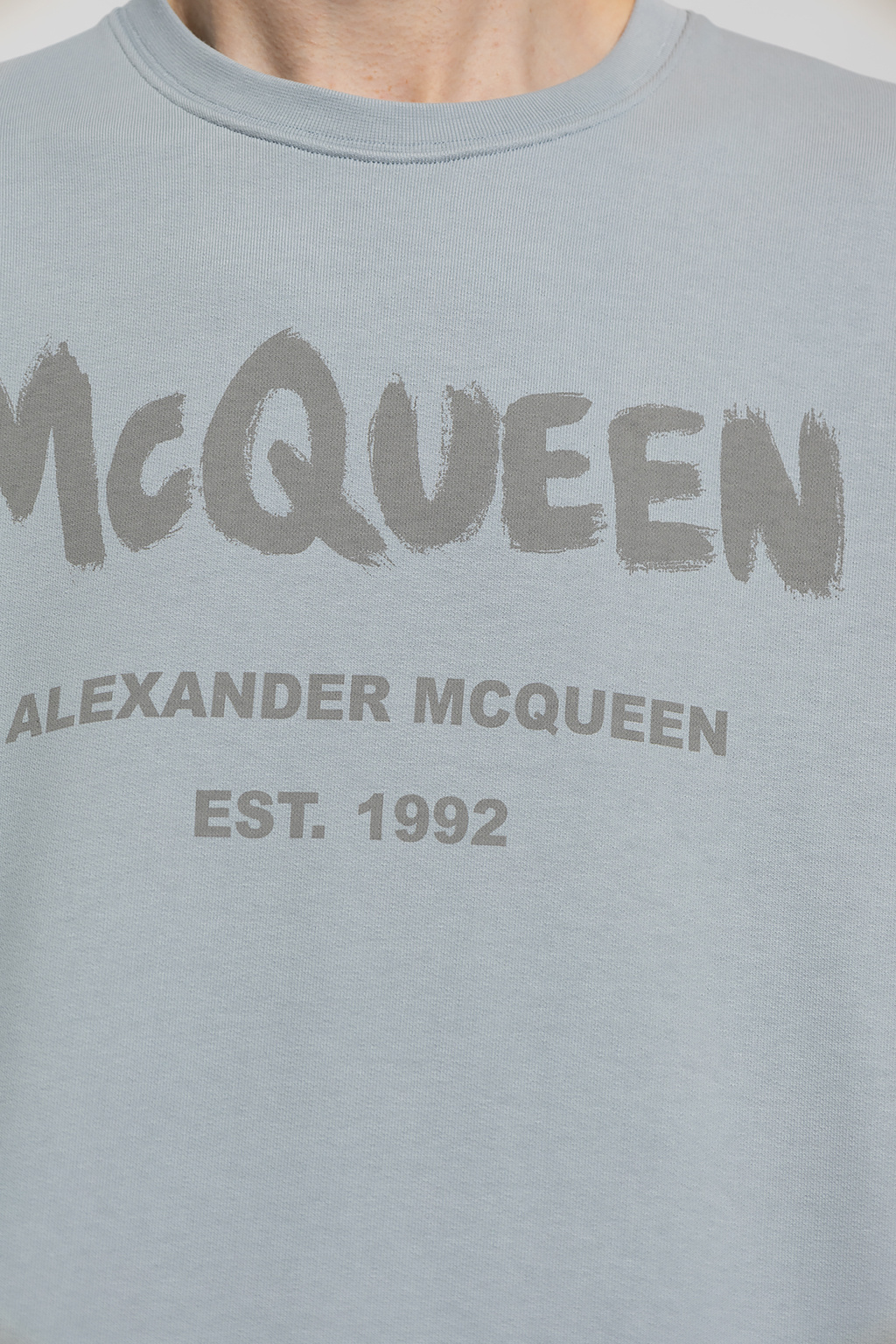 Alexander Mcqueen Graffiti Logo-print Sweatshirt In Gray