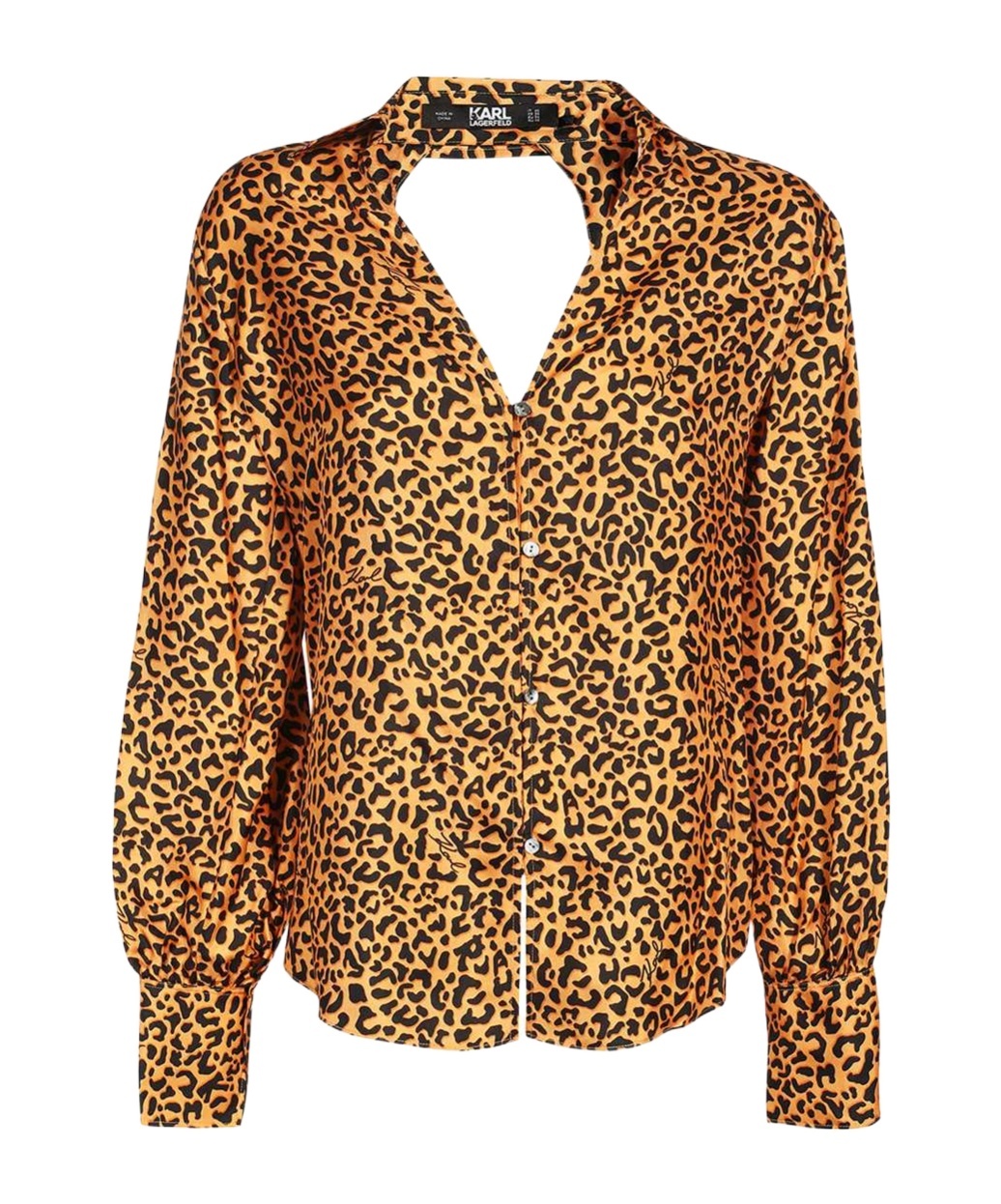 Shop Karl Lagerfeld Leopard-print Backless Silk Blouse In Brown