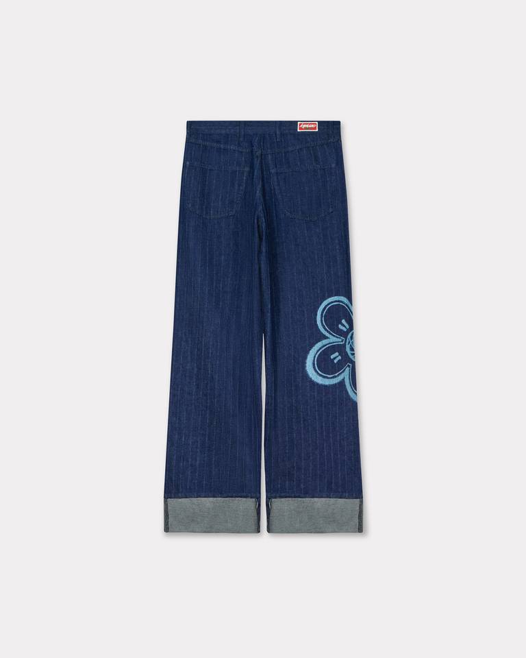 Kenzo ' X Futura 2000' Turn Up Wide Fit Jeans In Japanese Denim In Blue