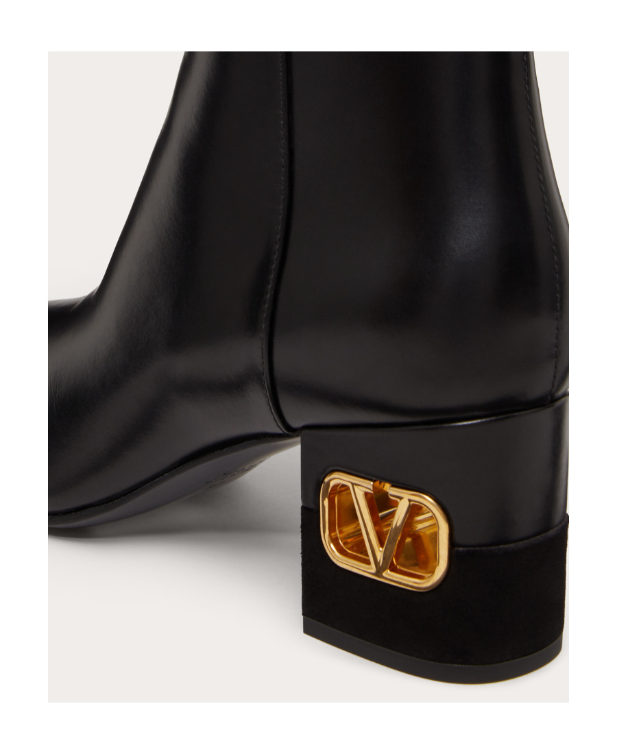 Shop Valentino Vlogo Heel Ankle Boots In Black