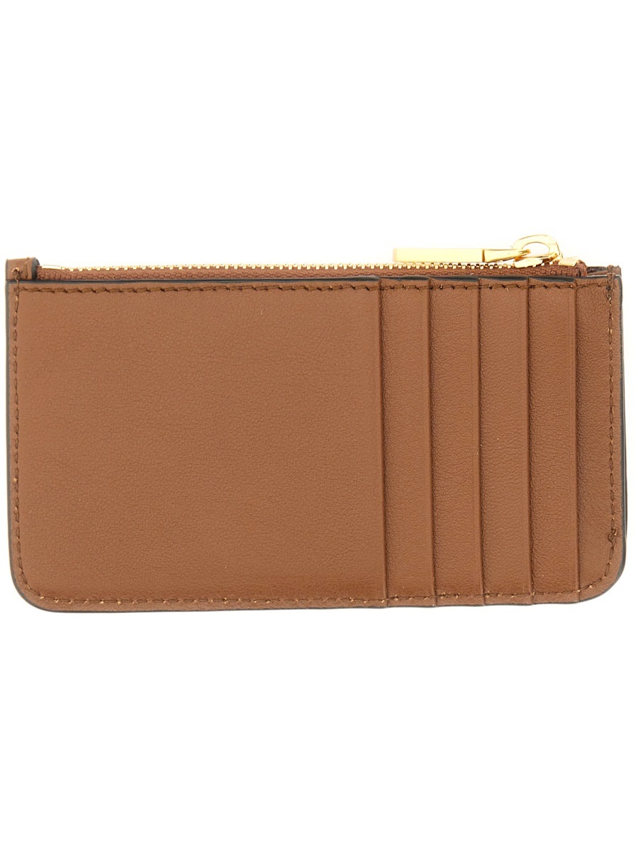 Bally Striped Leather Card Holder In Brown
