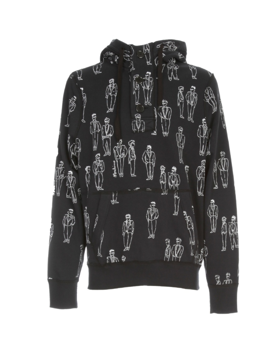 Moschino Men's Graphic Henley Hoodie In Black