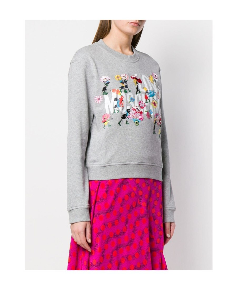 Moschino Logo Floral Sweater In White