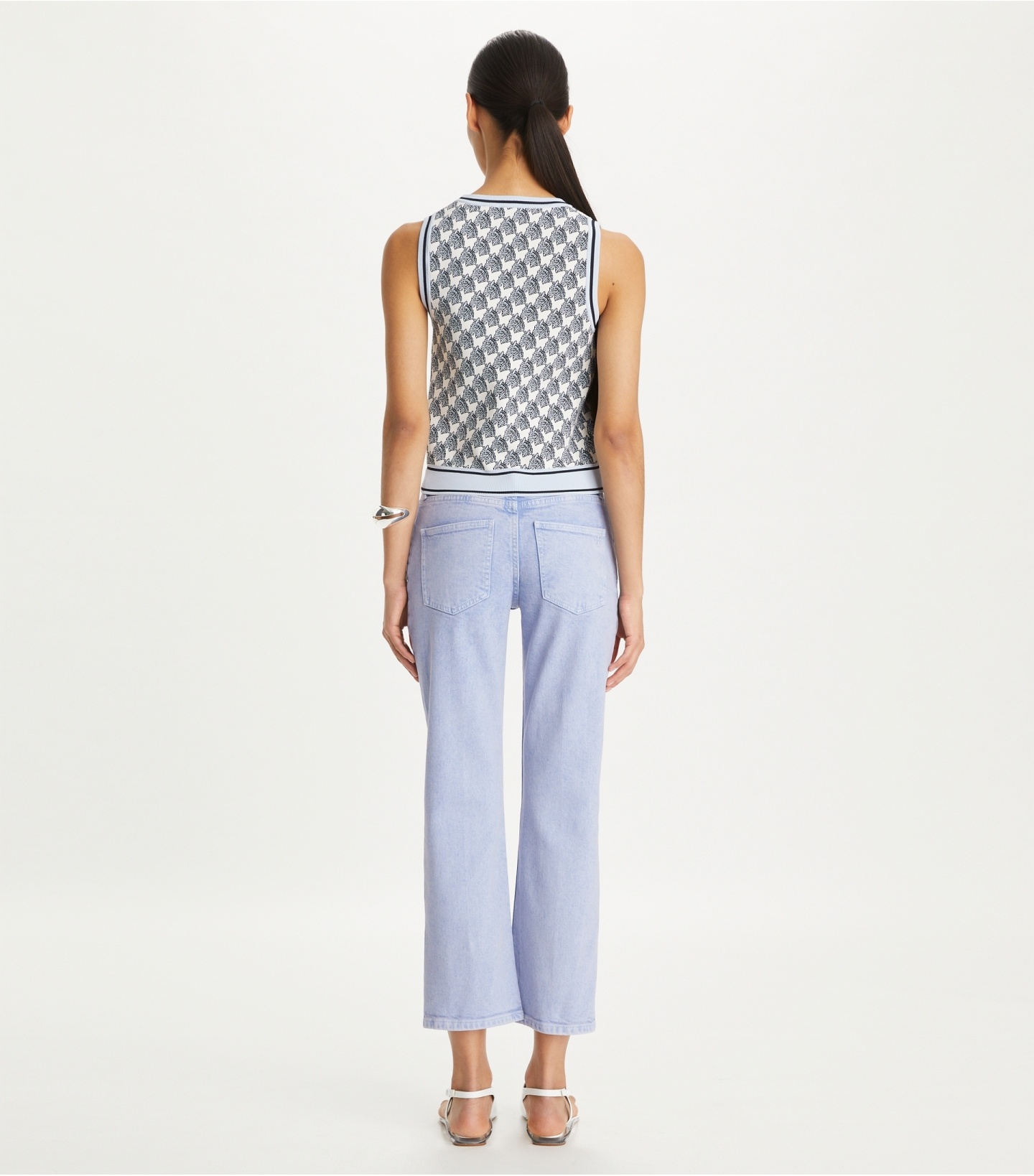 Shop Tory Burch Mid-rise Cropped Jeans In Blue