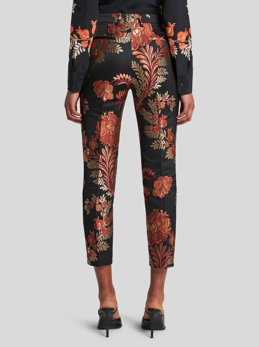 Etro Jacquard Cigarette Trousers In Black