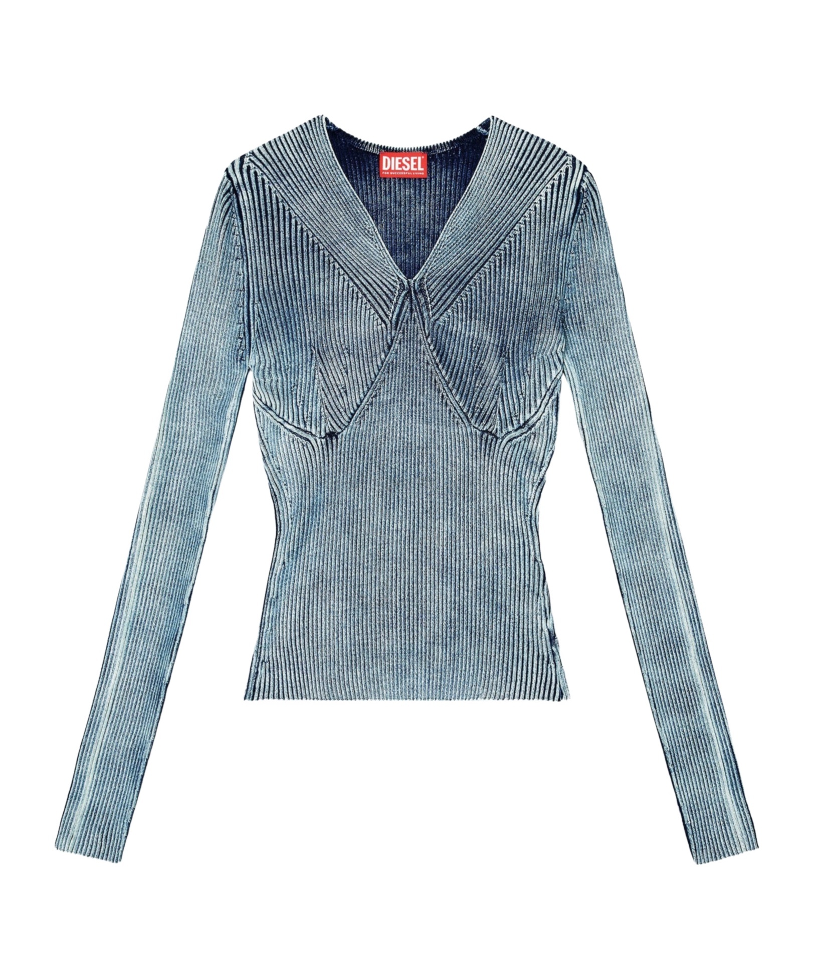 Diesel Denim-yarn Jumper With Shiny Effect In Blue