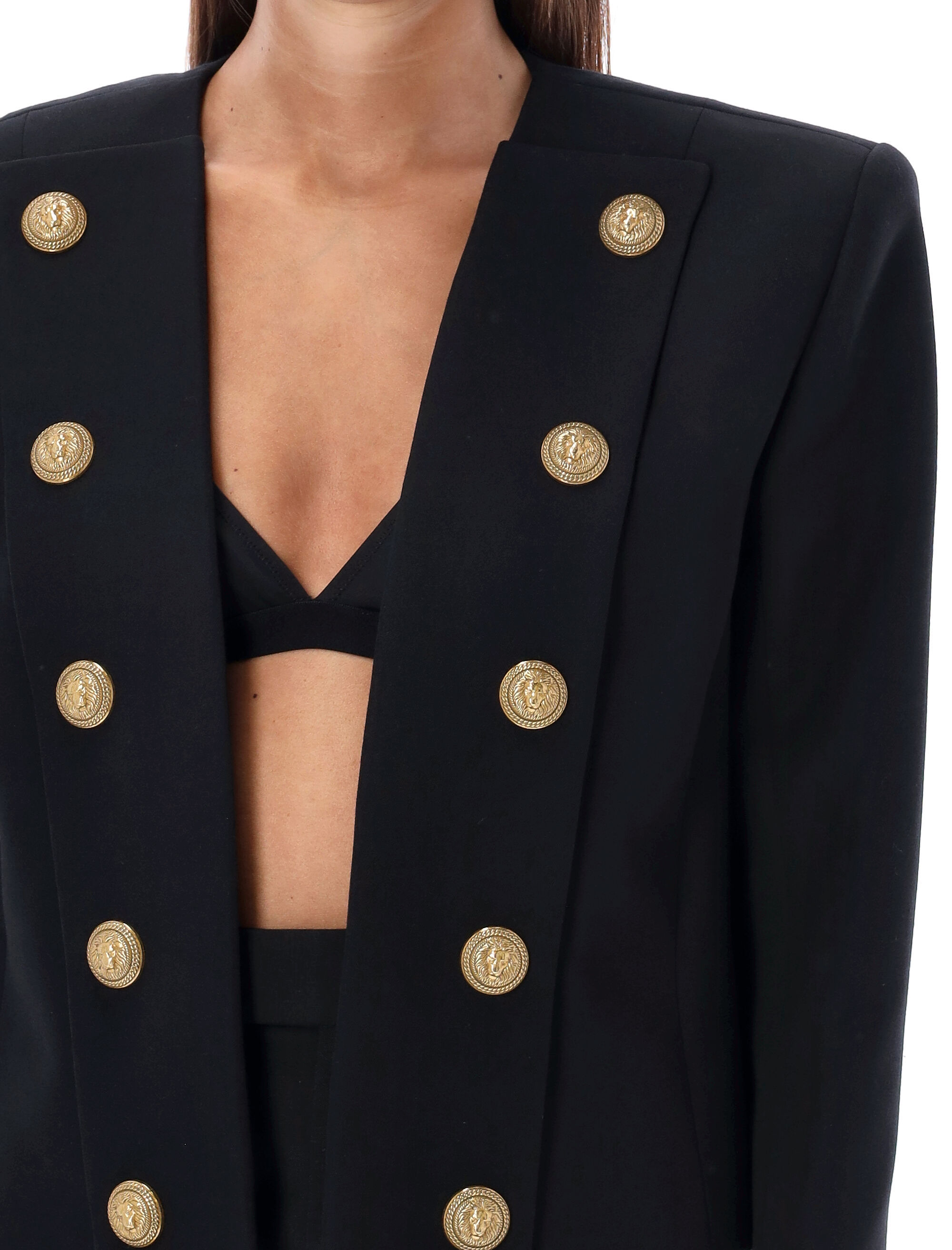 Balmain Cotton-blend Fitted Jacket In Black