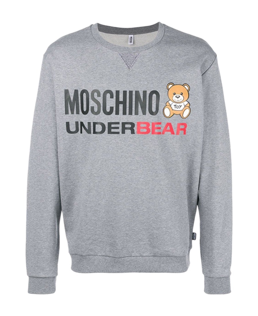 Moschino Logo Details Hoodie In Gray