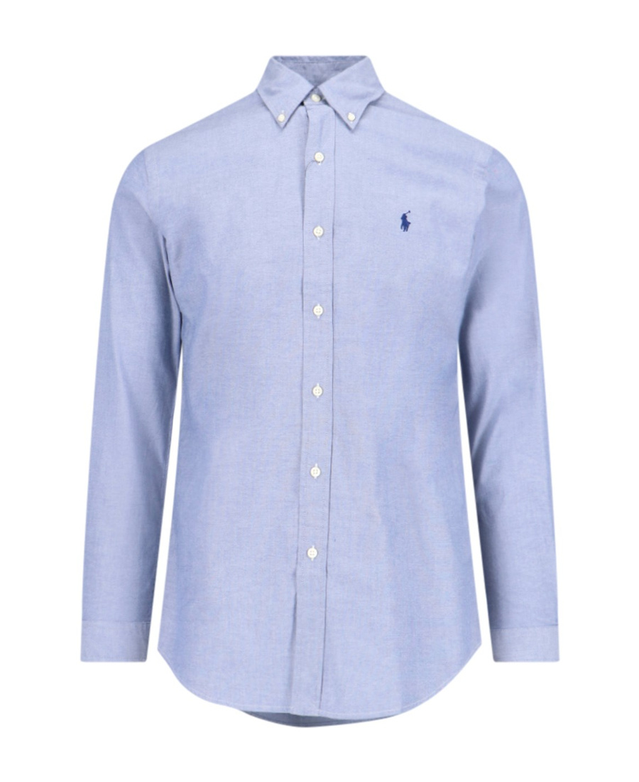 Polo Ralph Lauren Custom Fit Cotton Stretch Shirt In Blue