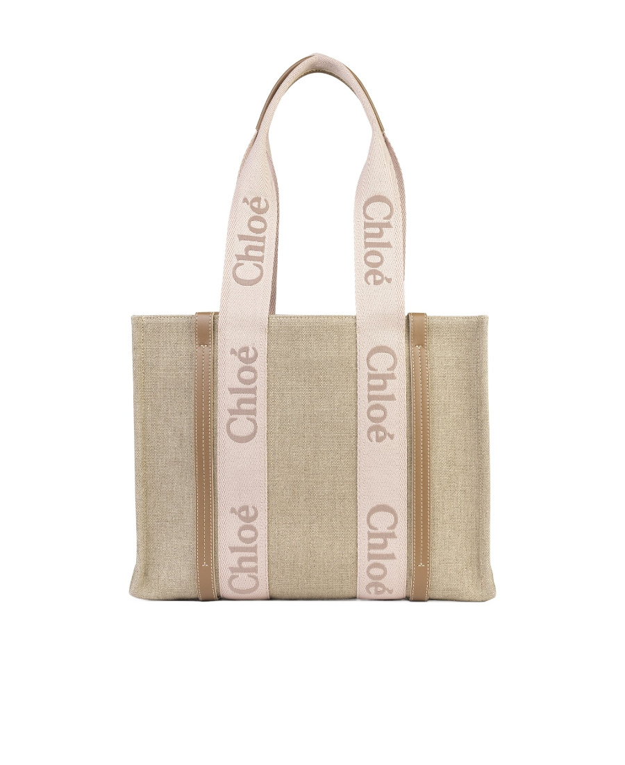Chloé Medium Woody Tote Bag In Nude