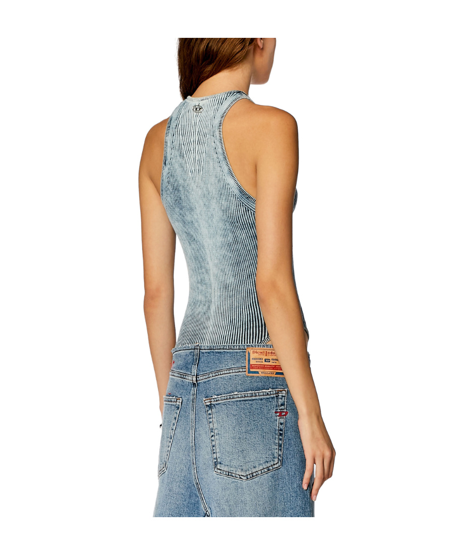 Diesel M-tansy Sleeveless Denim Bodysuit In Gray