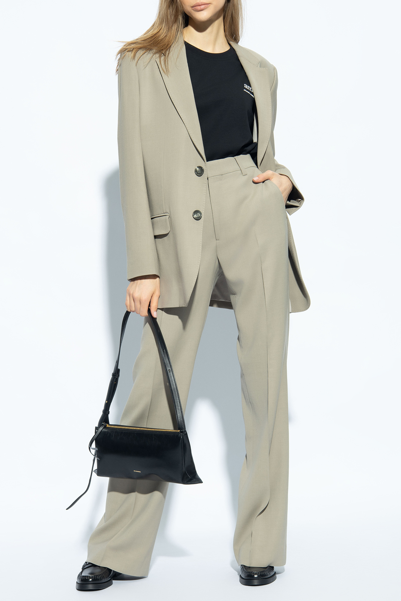 Ami Alexandre Mattiussi Ami Paris High-waist Tailored Trousers In Nude