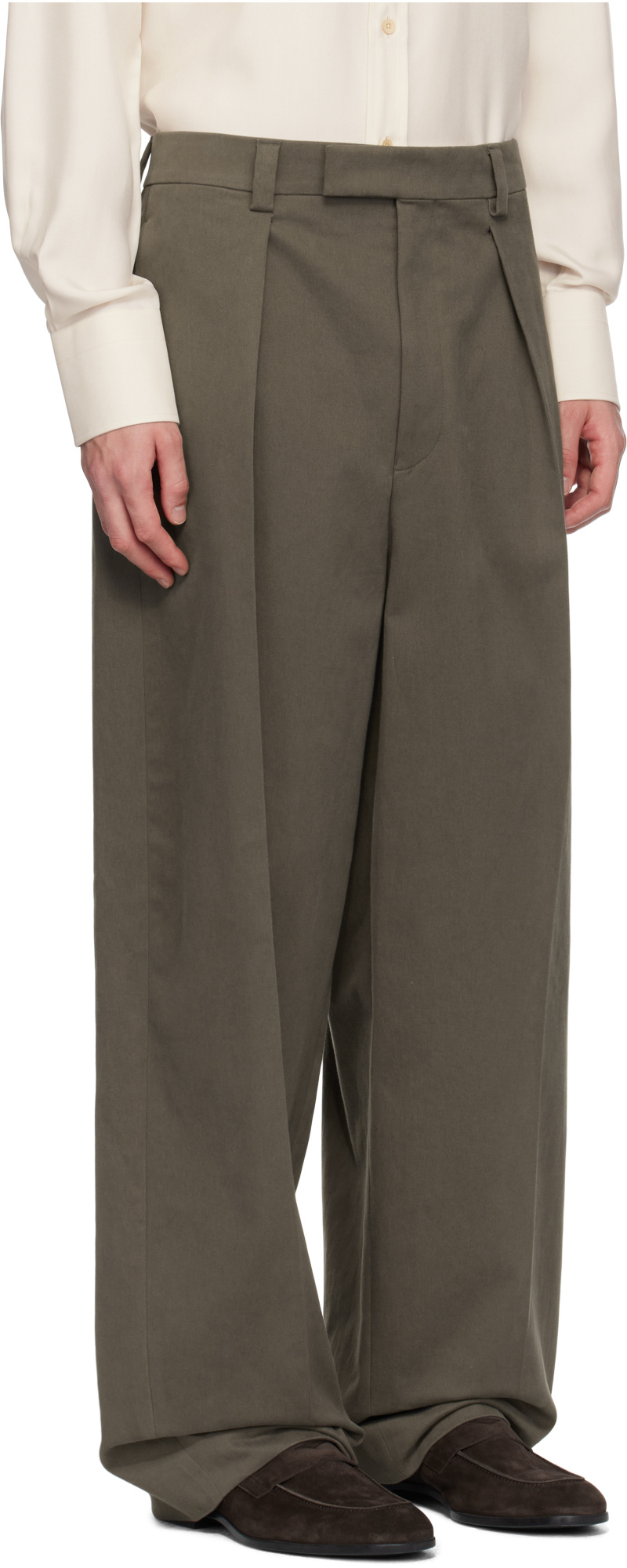 Ferragamo Wide-leg Pleated Trousers In Brown