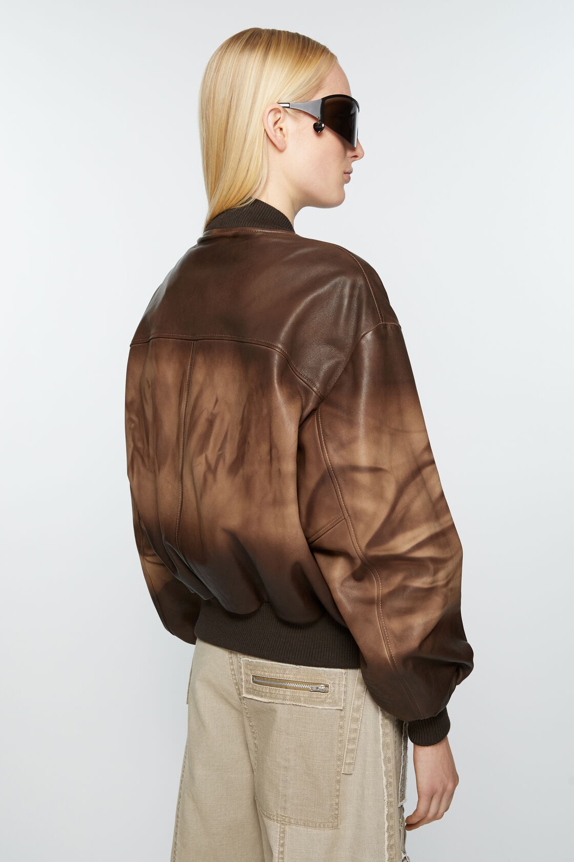 Acne Studios Lastro Leather Bomber Jacket In Brown