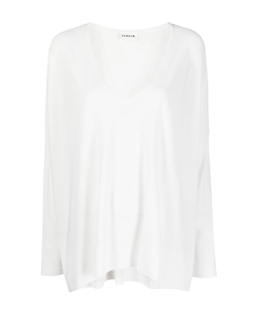P.a.r.o.s.h Logo Long-sleeved Sweater In White