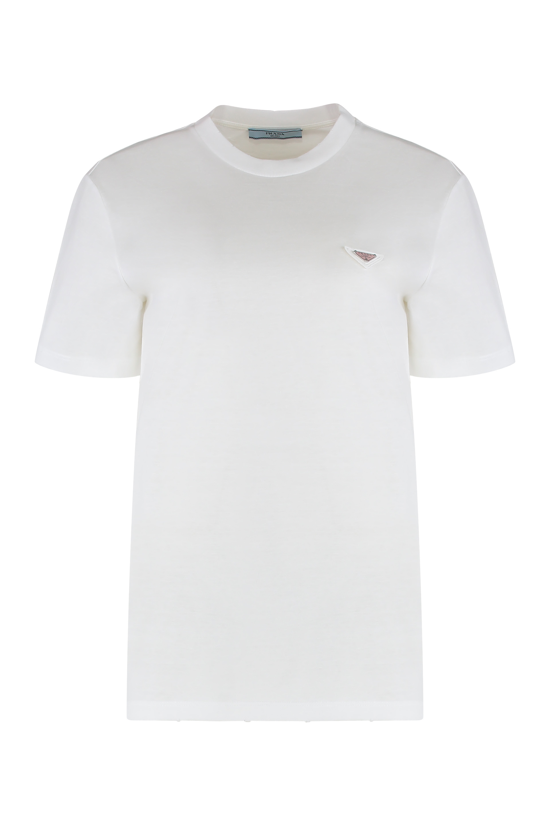 Prada Triangle Logo Cotton T-shirt In White