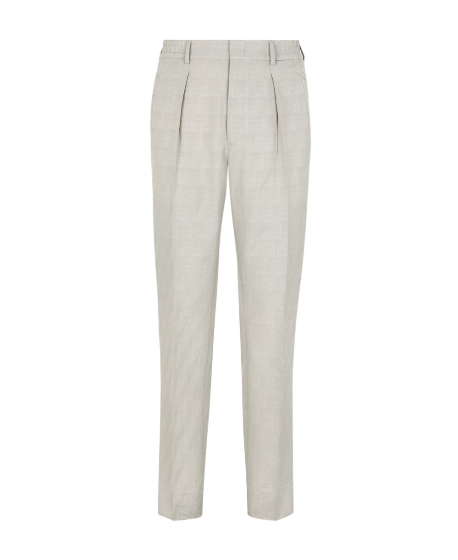 Fendi Shadow Motif Straight-leg Trousers In White
