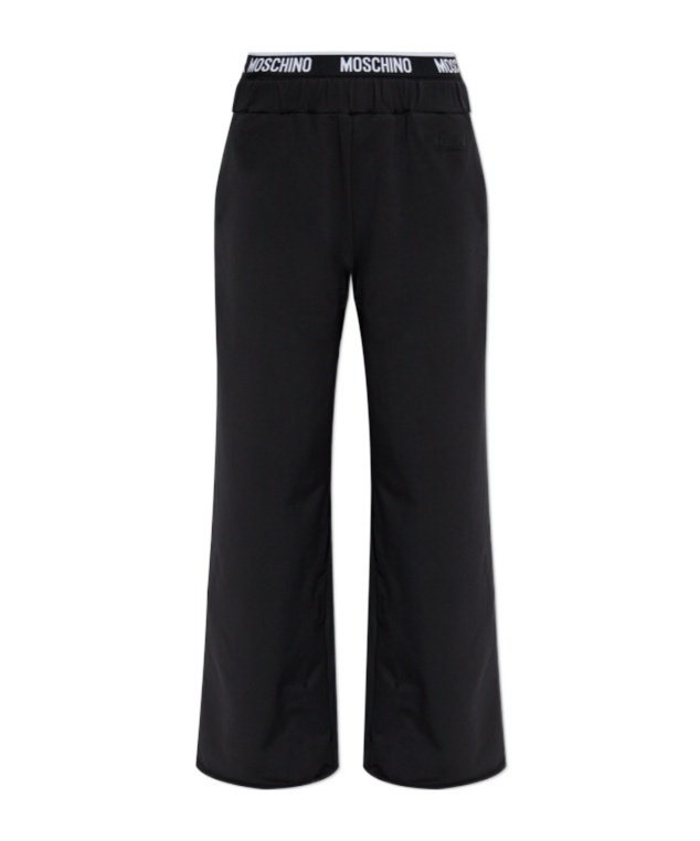 Moschino Logo-waistband Trousers In Black