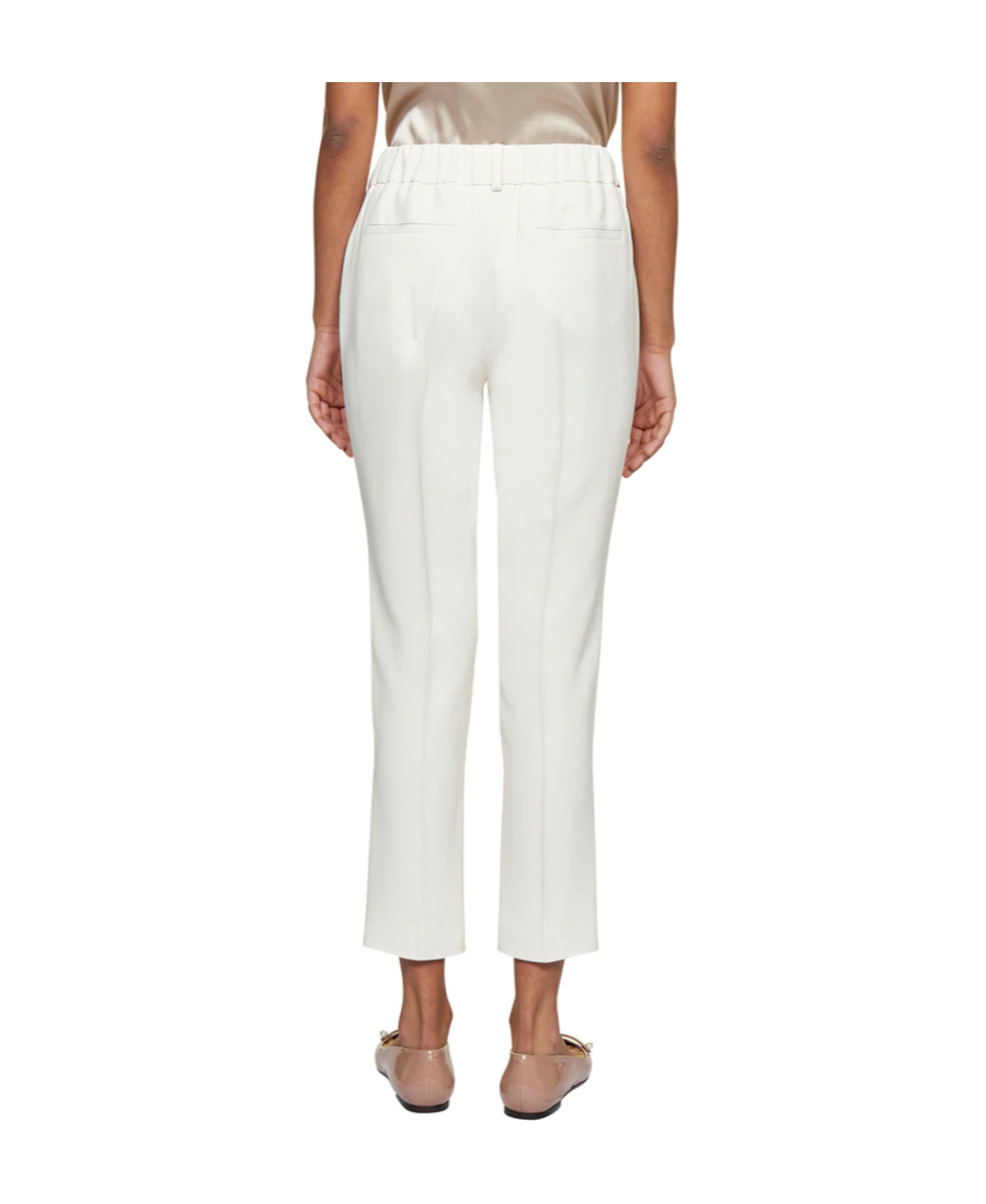 Brunello Cucinelli Beige Elastic Cady Trousers In White