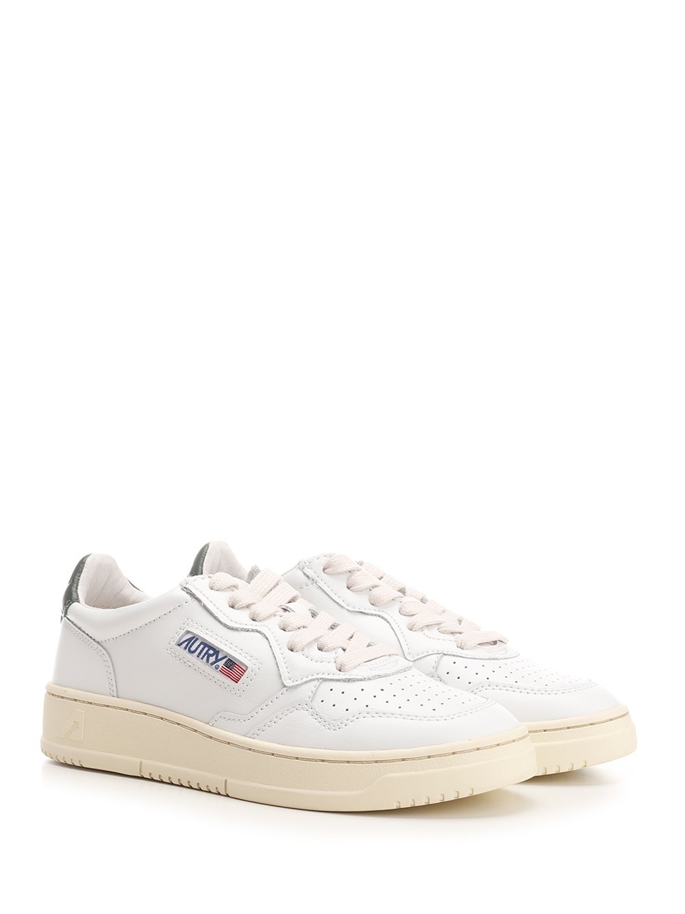 Autry 01 Round Toe Lace-up Sneakers In White