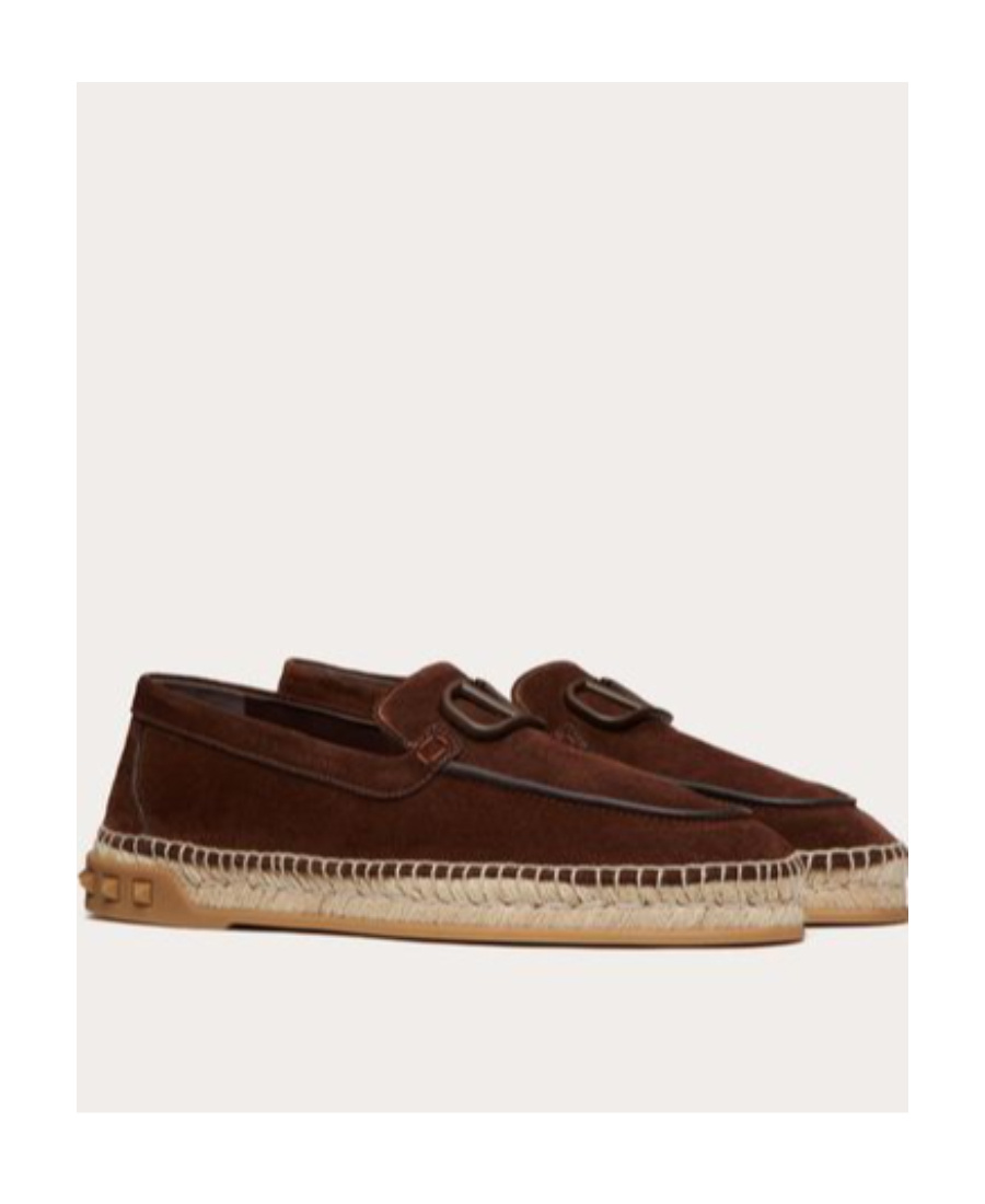 Valentino Leisure Flows Vlogo Suede Espadrilles In Brown