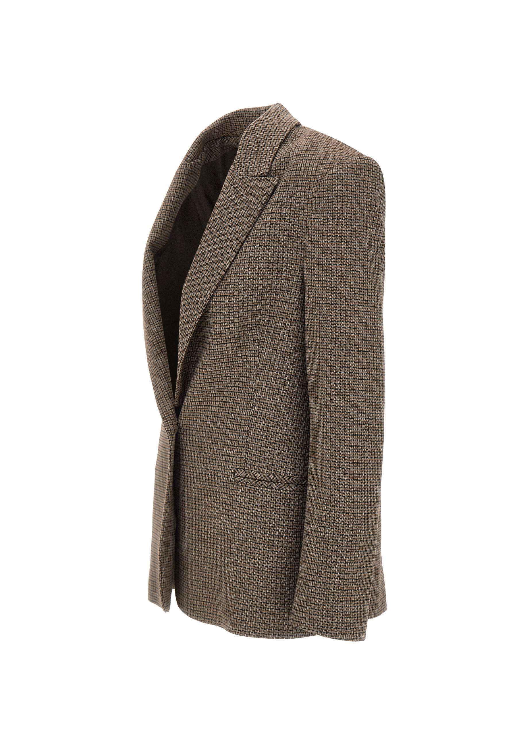 Kaos Single-breasted Houndstooth Blazer In Brown