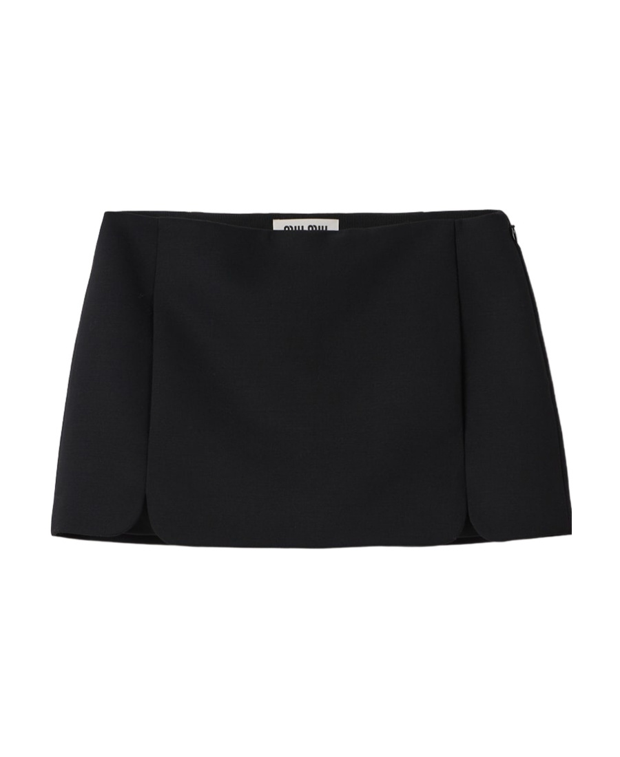 Miu Miu Virgin Wool-blend Miniskirt In Black