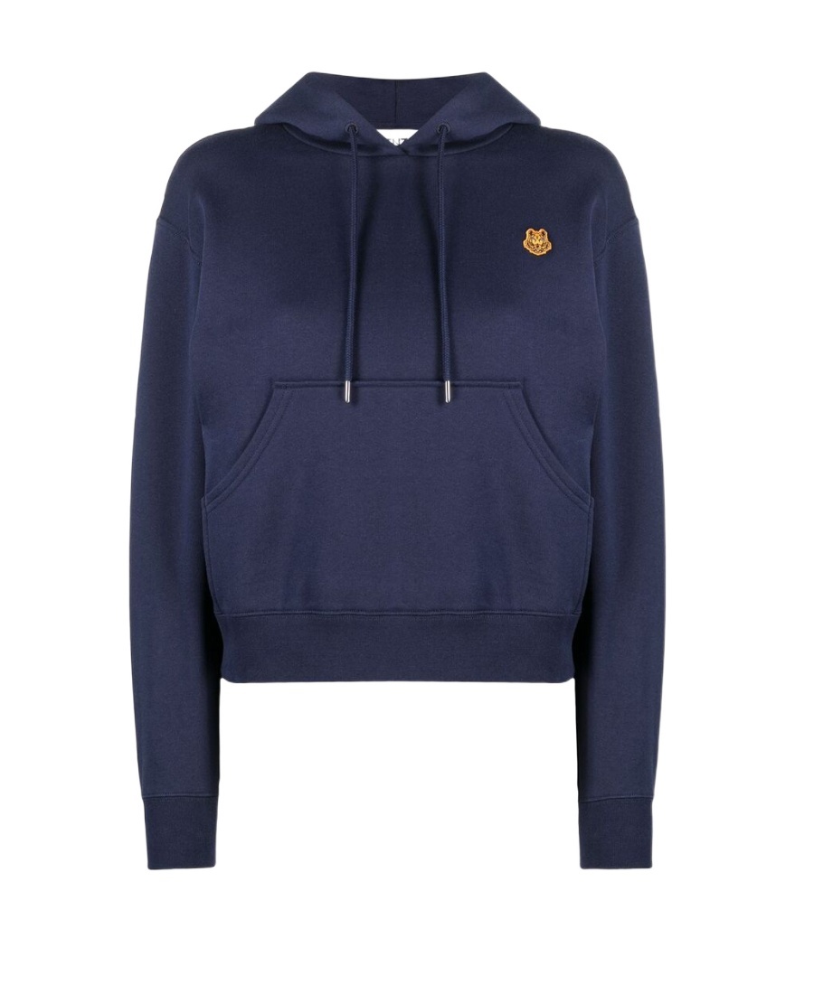Kenzo Relaxed-fit Blue Hoodie With Embroidered Logo In Blue