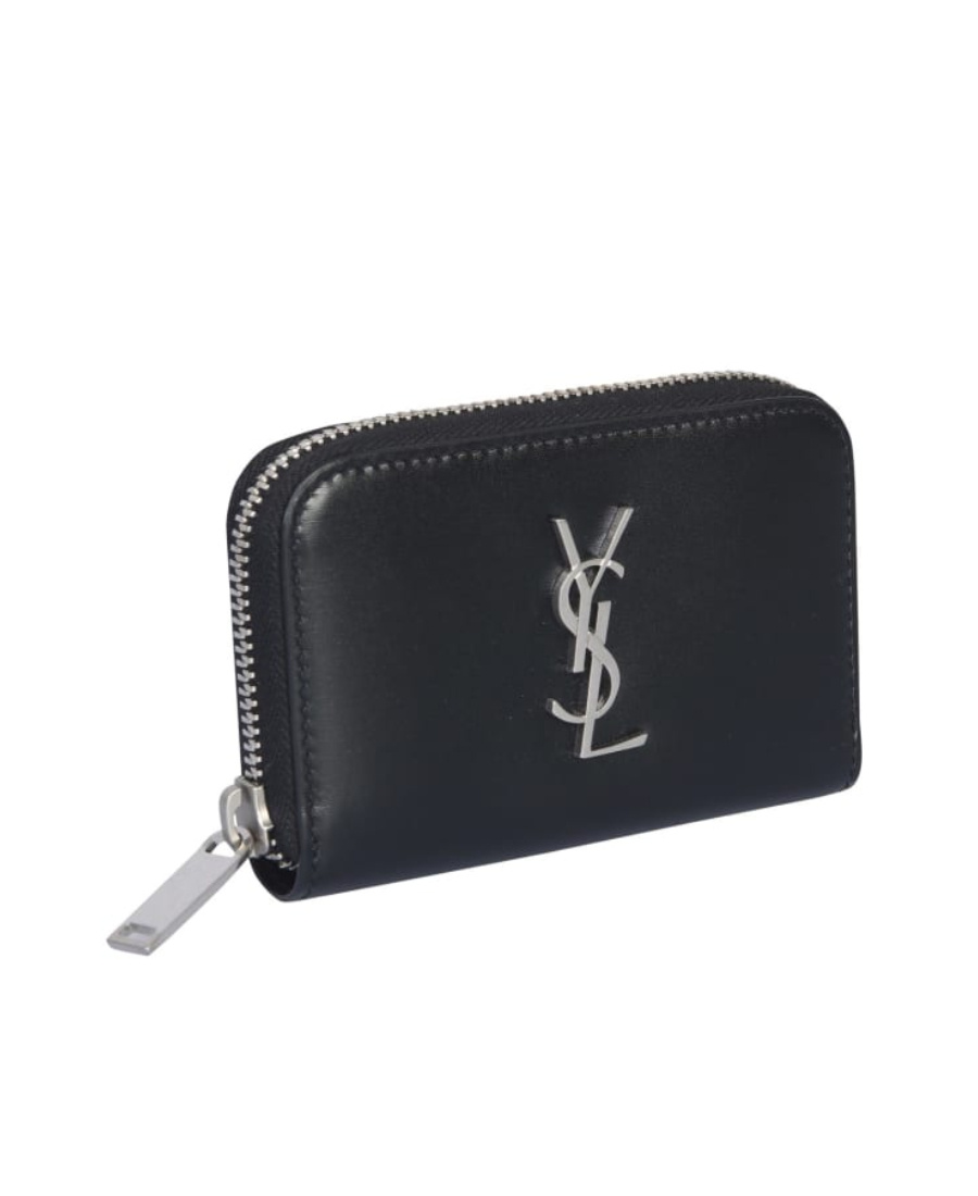 Saint Laurent Ysl Logo Zipped Purse In Black