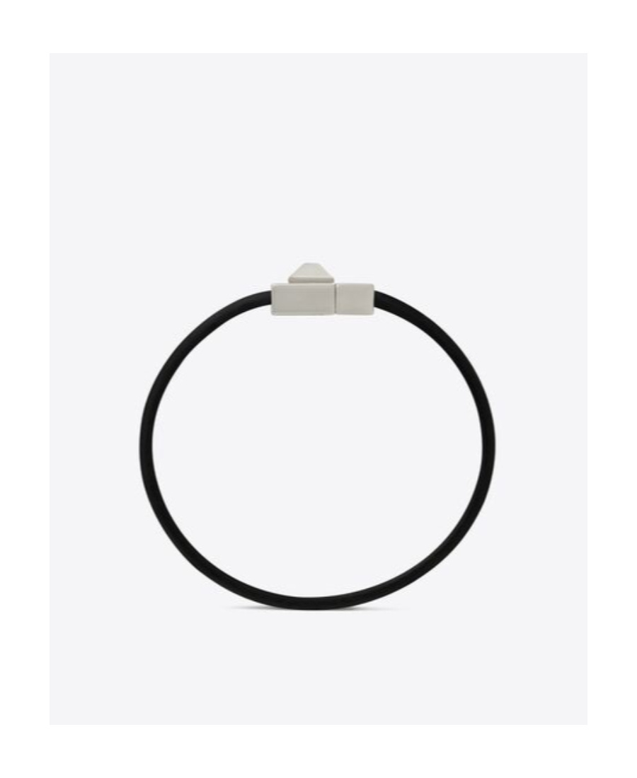 Saint Laurent Logo-engraved Leather Bracelet In Black