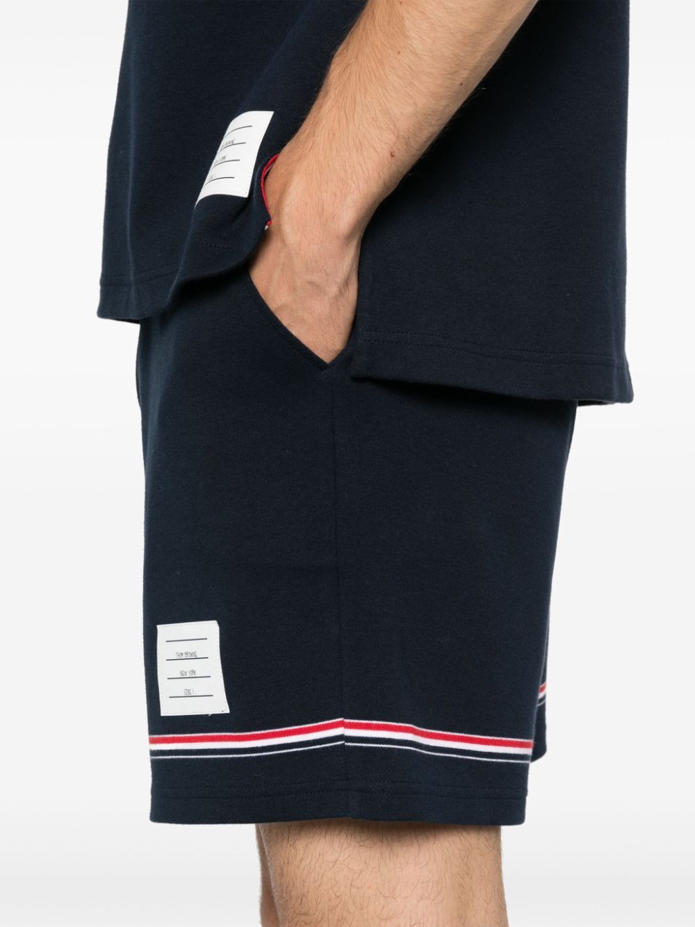 Shop Thom Browne Mid-rise Track Shorts In Black