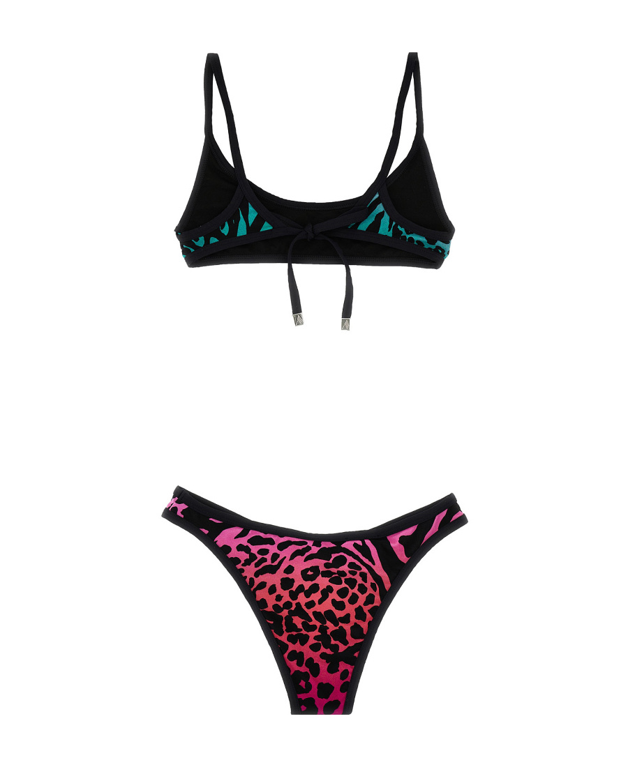 Attico Gradient Animal Print Bikini In Black