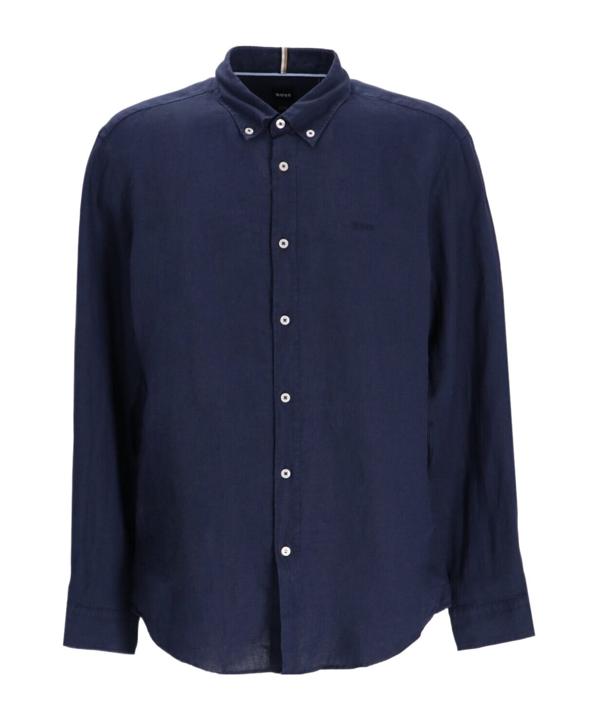 Hugo Boss Boss Linen Button-down Shirt With Subtle Sheen In Blue