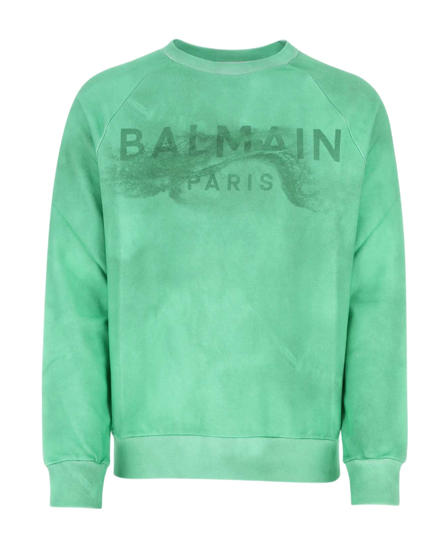 Balmain Faded Logo Print Sweatshirt In Green