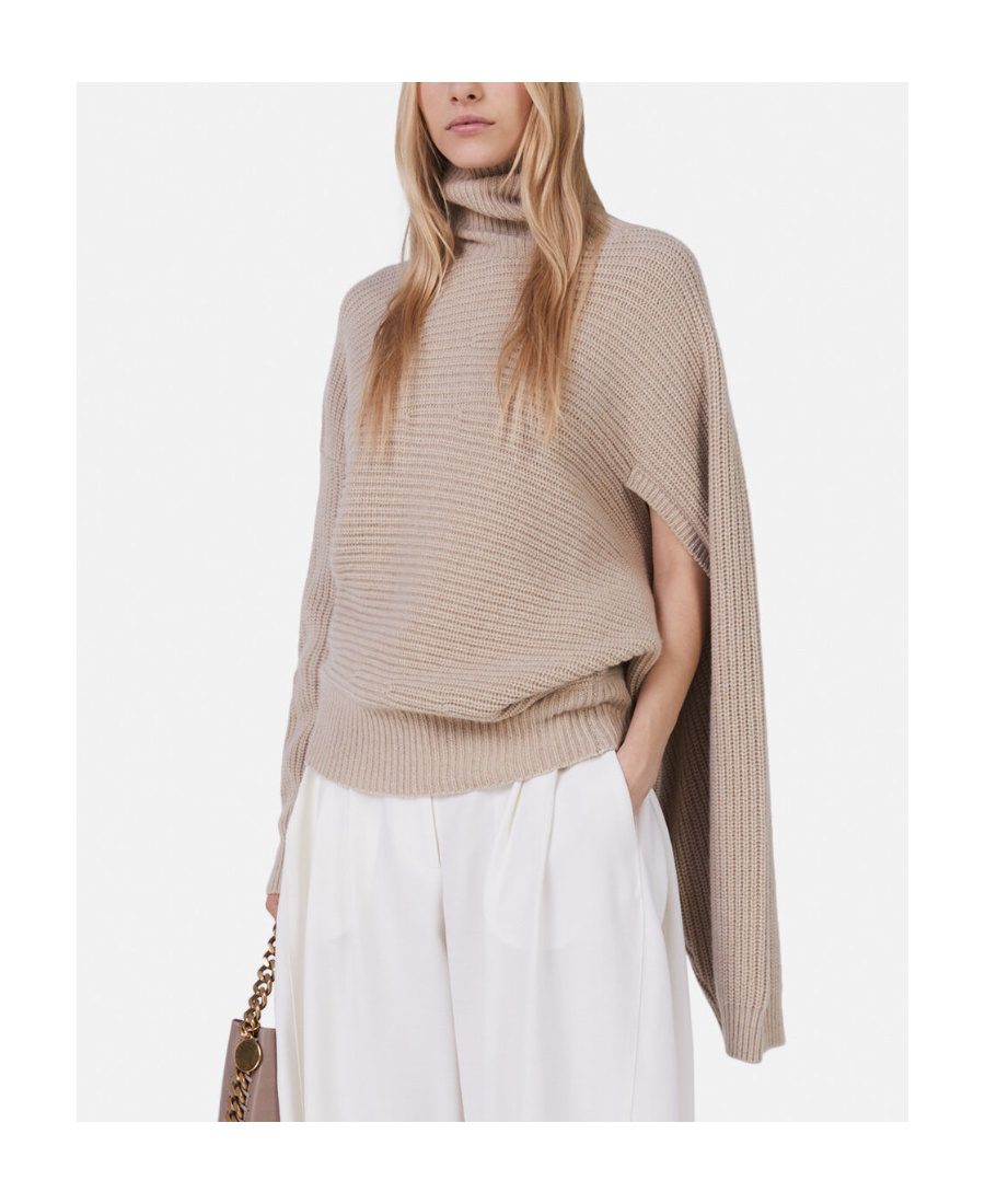 Stella Mccartney Textured Knit Oversized Turtleneck Shirt In Nude