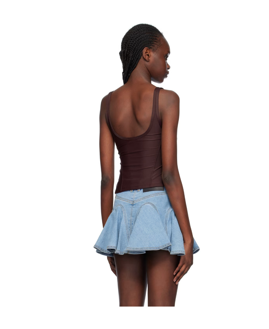 Mugler Burgundy Corseted Tank Top In Brown