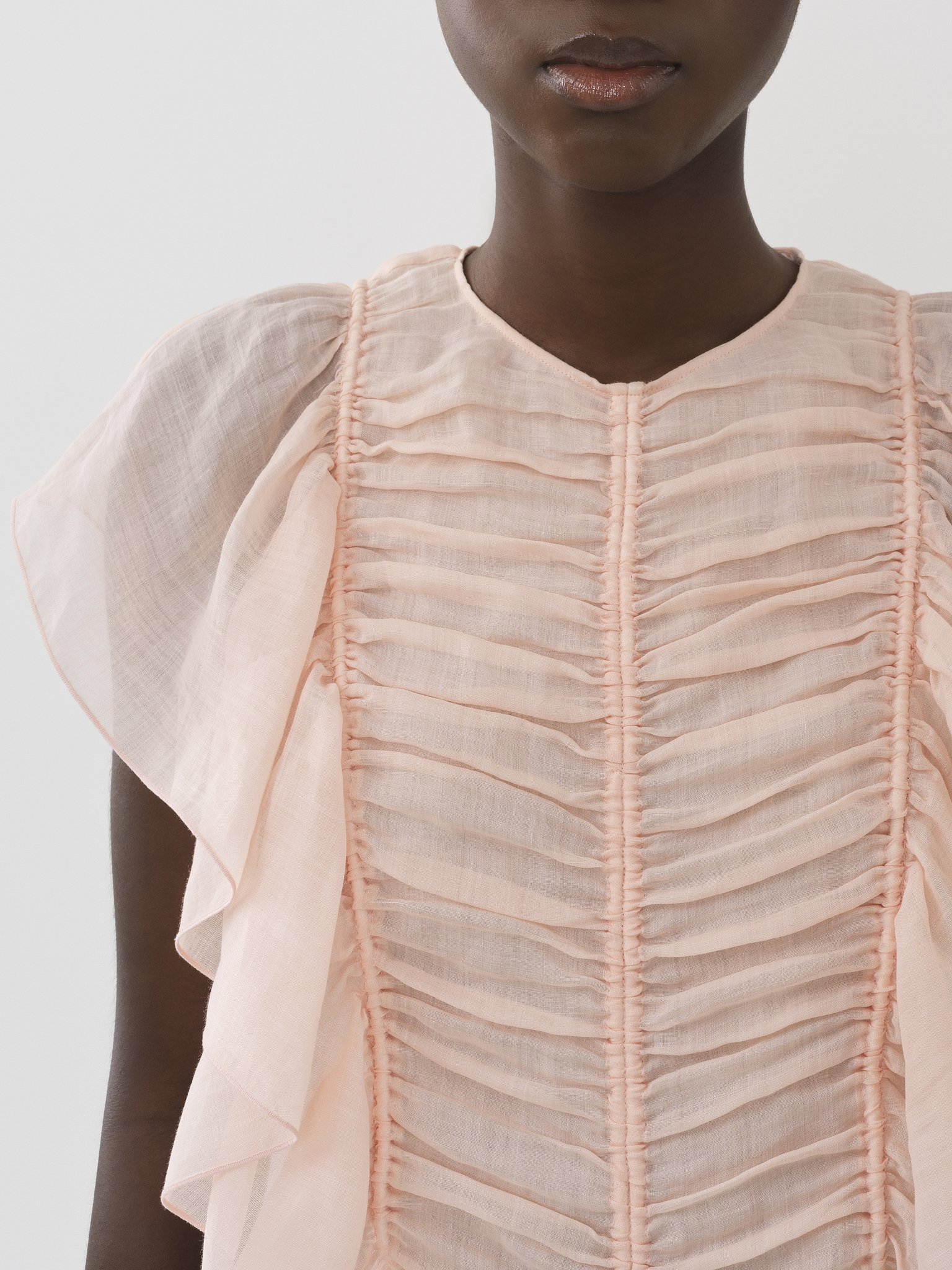Chloé Sleeveless Lotus Leaf Blouse In Nude