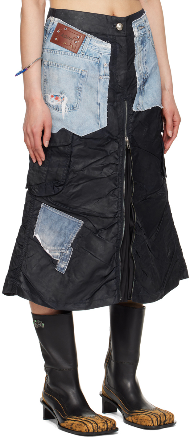 Andersson Bell Coated Midi Skirt In Navy Blue