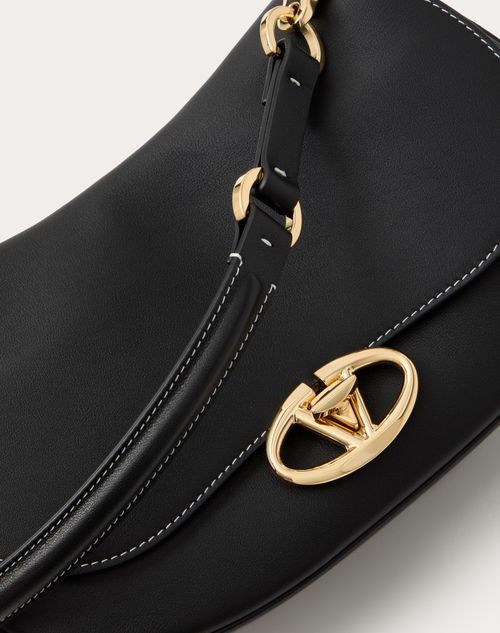 Valentino Medium Ohval Leather Shoulder Bag In Black