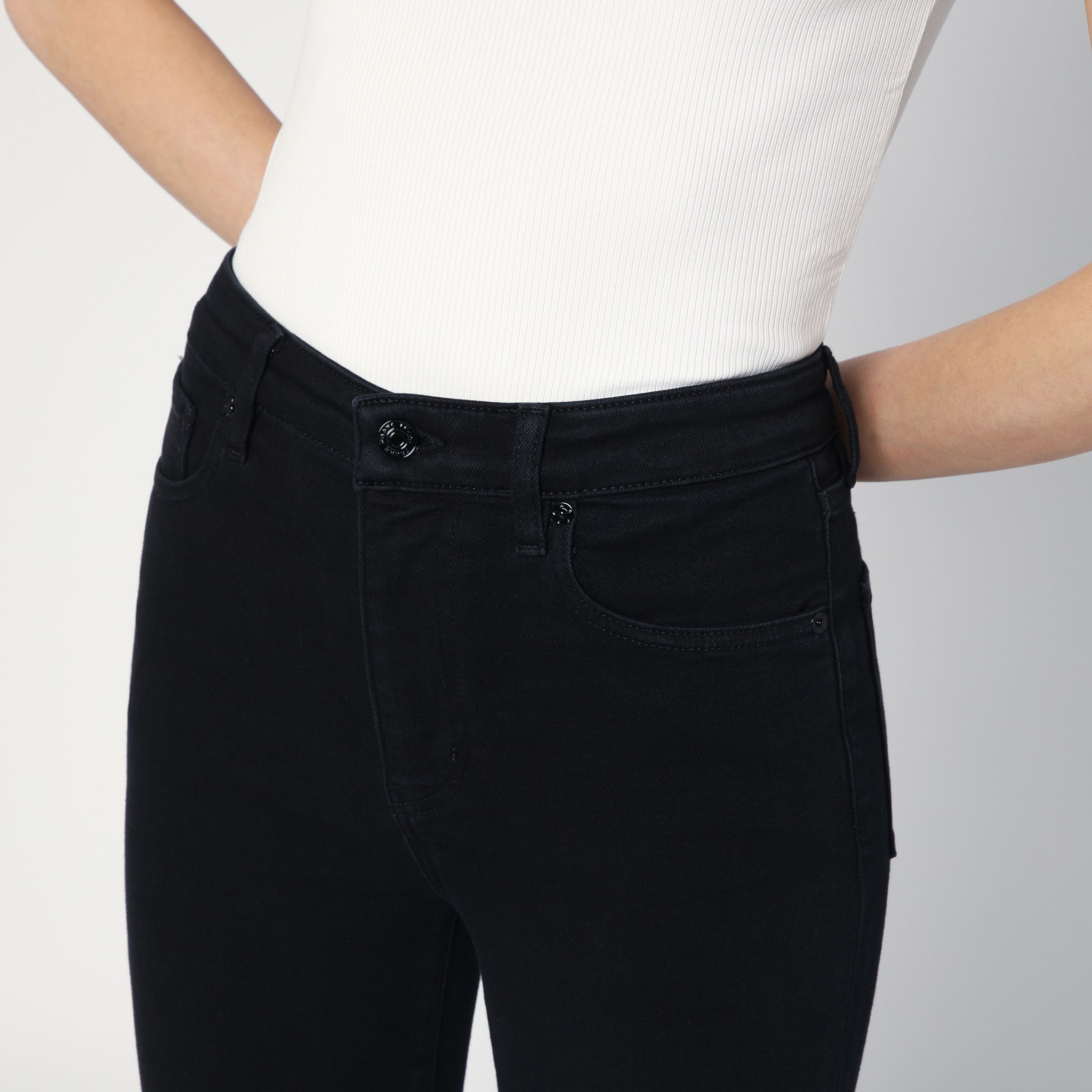 Frame Denim Trousers With Belt Loops In Black