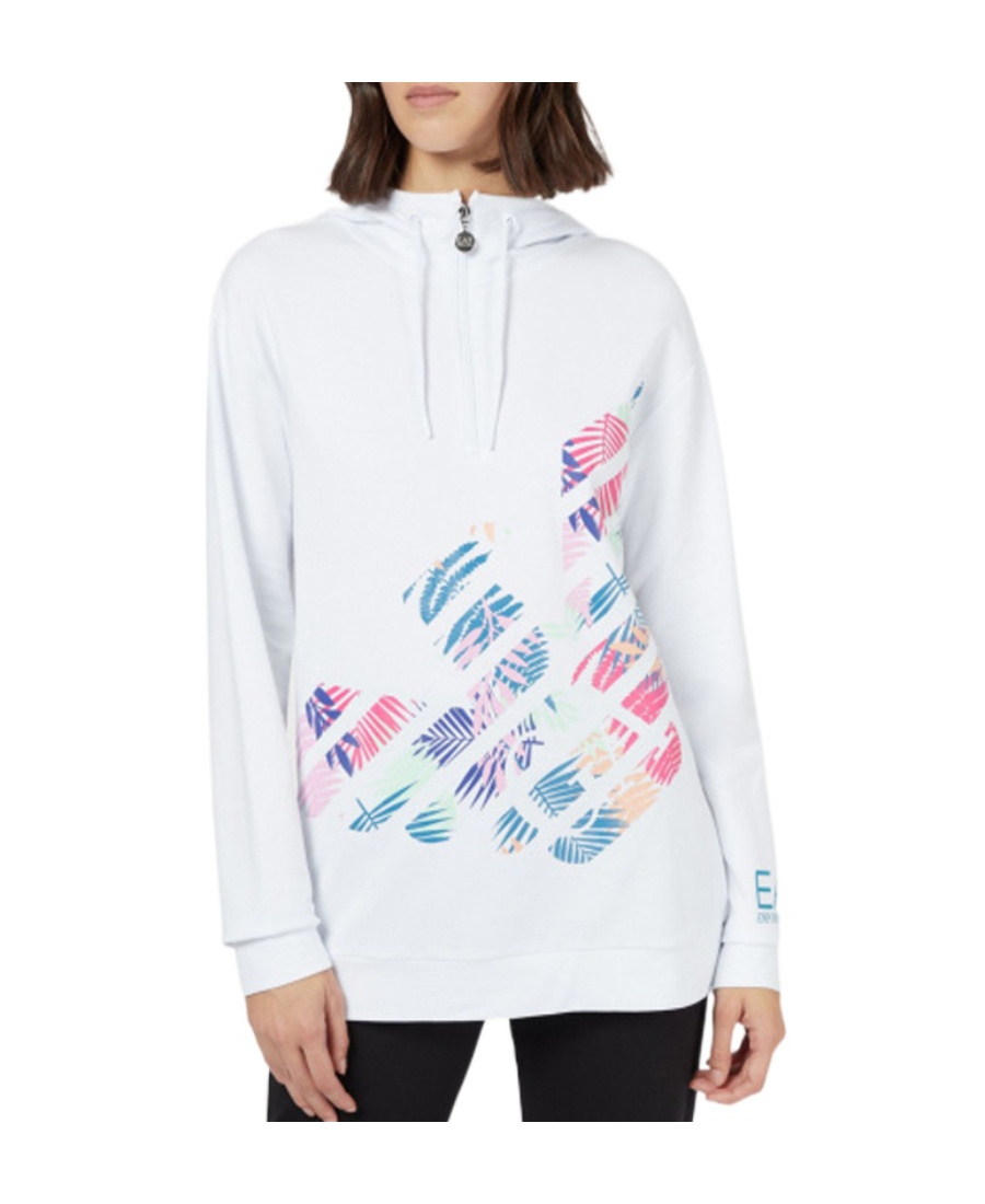Ea7 Logo Long-sleeved Sweater In White