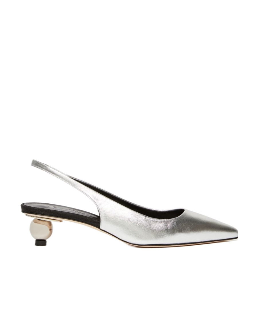 Weekend Max Mara Gallico Silver Slingback Pumps In White